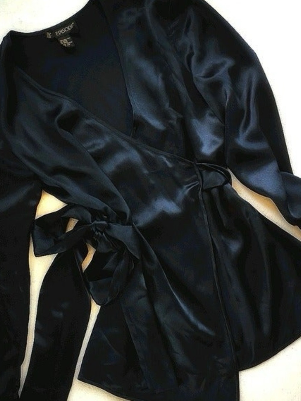 Episode of 100% Silk Wrap Blouse in Black